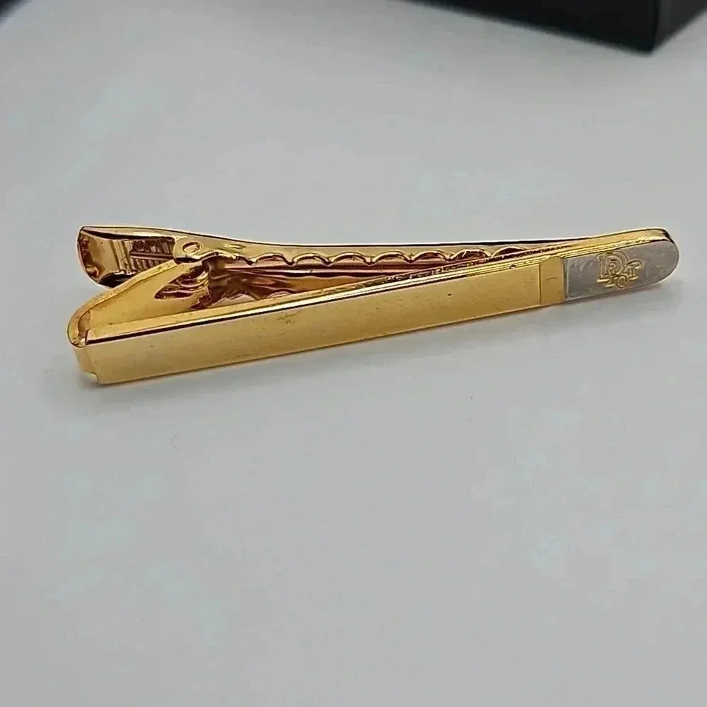 Christian Dior Bullet Back Gold Tone Cufflinks and Tie Bar